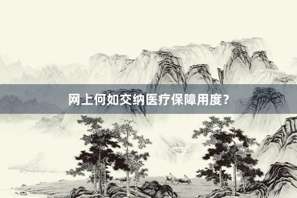 网上何如交纳医疗保障用度?